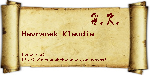 Havranek Klaudia névjegykártya